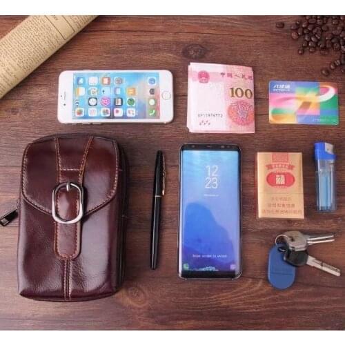 Belt Clip Man Genuine Cow Leather Mobile Phone Case Pouch For Galaxy A8 (2018)/A8+ (2018)/J2 Pro (2018)/J2 (2018),For Meizu M6s