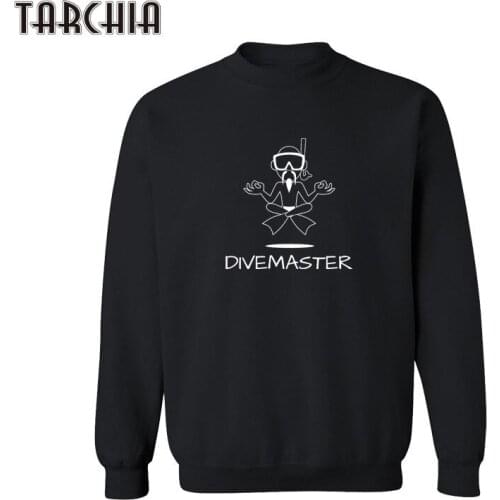TARCHIA Male Long Sweatshirts Male Hoodies And Sweatshirts Fashion DIVEMASTER Printed Hip Hop Crewneck Sweatshirts Tops