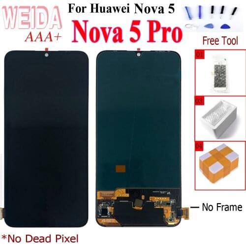 New 6.39" LCD For Huawei Nova 5 Pro LCD Display Touch Screen Digitizer Assembly For Huawei Nova 5 Lcd Screen SEA-AL10 SEA-TL10
