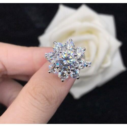 Florid Test Positive 1Ct 6.5mm D Color VVS1 Moissanite Engagement Ring AU750 18K White Gold Ring Female Jewelry
