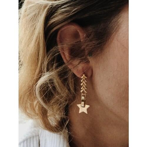 GULCE DERELI, EARRINGS, LITTLE STAR SYMBOL CHARM EARRINGS, INFINITY CHAIN EARRINGS, CHARM EARRINGS, GIFT BOX, GOLD/SILVER PLATED