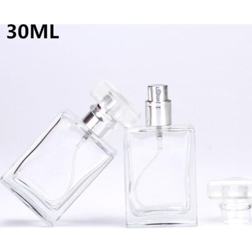 Wholesale and Retail 30ml Perfume Cap Clear Glass Spray Refillable Perfume Bottles Glass Automizer Empty Cosmetic Container