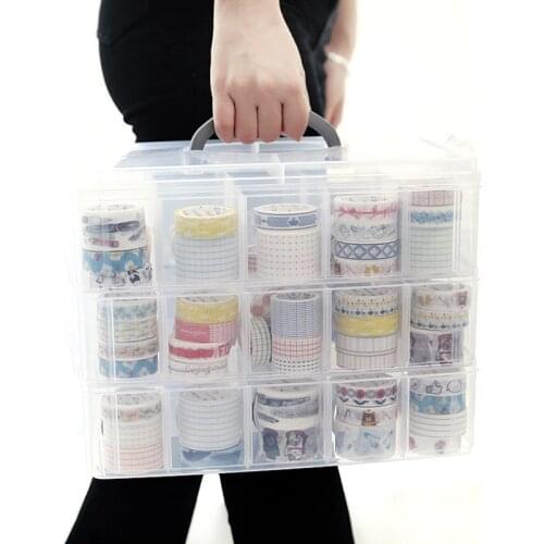 18 Slots 3 tiers Plastic makeup organizer jewelry storage box toys organizer Removable storage case Transparent suitcase