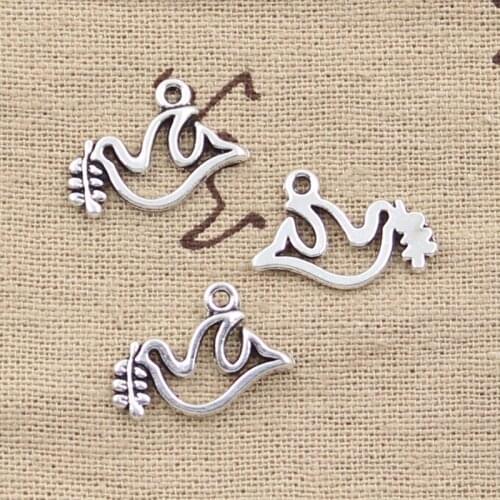 30pcs Charms Peace Dove Olive 20x13mm Antique Making Pendant fit,Vintage Tibetan Bronze Silver color,DIY Handmade Jewelry