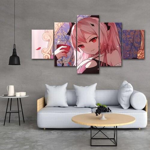 Prints Seraph of the End Painting Modular Pictures Canvas Wall Art Home Decor Anime Bedside 5 Pieces Background Poster Framework
