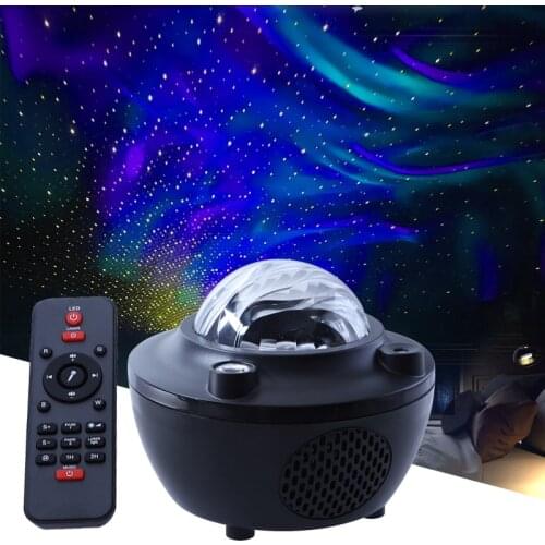 LED Star Projector Colorful Galaxy Starry Sky Water Wave Night Light with Bluetooth USB Speaker Baby Children Bedroom RGB Lamp