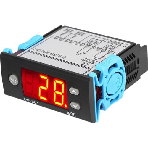 EW-801AH Temperature Controller With Sensor Digital Display Thermostat Instrument For Solar Heater Tools Wall Hanging Industrial