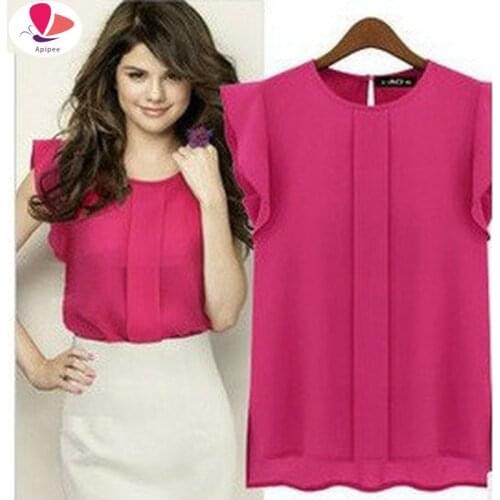 Chiffon Blouses Women Casual Blusas Sexy Blouses Summer Basic Fly Sleeve Splice Lace Top Blouse Shirts