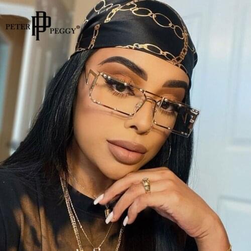 New Rimless Rectangle Sunglasses Women Luxury Brand Designer Sun Glasses Rivet Female Punk Spectacle Shades Eyewear Unisex