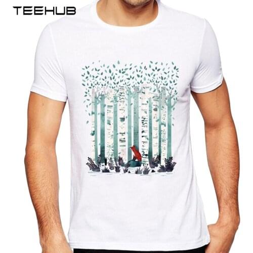 TEEHUB Mens New Fashion Fox Wild Birches Design Short Sleeve T-Shirt Cool Printed Tops Hipster Tee Shirts