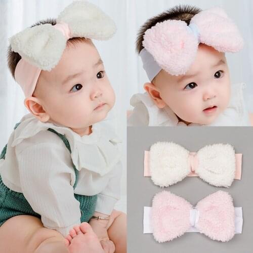 High Quality Cashmere Elastic Headband for Kids Baby Infants 2pcs Big Butterfly Winter Hair Band for Girls Hair Accessories