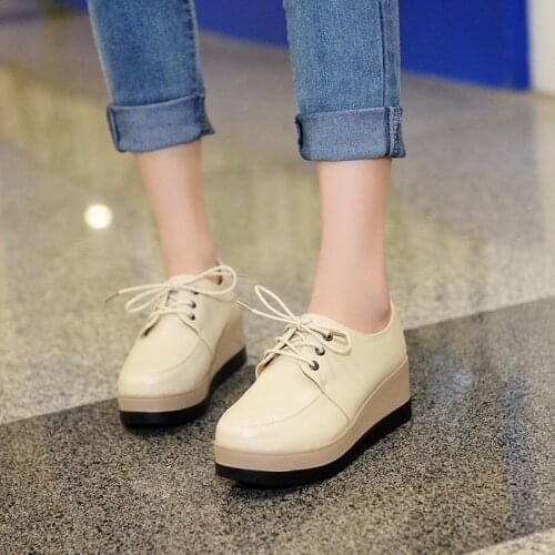 Platform Chunky Ladies Wedge Shoes Woman Lace Up Casual Shoes Lightweight Comfort Ledies Shoe for Woman Zapatos Fashion Mujer