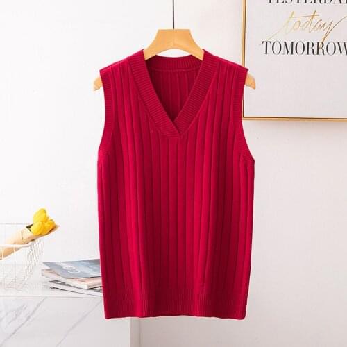 2021 Autumn Winter Women Loose Sleeveless Coat Female Fashion Twist Pullovers Sweater Vest Ladies V-Neck Pullover Jumper Top Q44