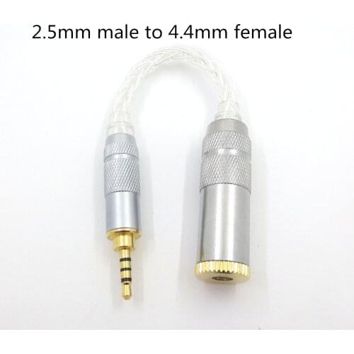 ZSFS 2.5mm/3.5mm To 4.4mm Adpter 8 Core Silver Audio Cord 2.5 Female to 4.4 Male Cable for HIfi MP3 Music Player