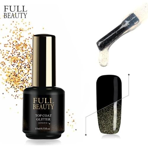 15ml Glitter Diamond Base Top Coat No Wipe Primer UV Gel Nail Polish Gel Soak Off Reinforce Long Lasting Lacquer Manicure CH1594