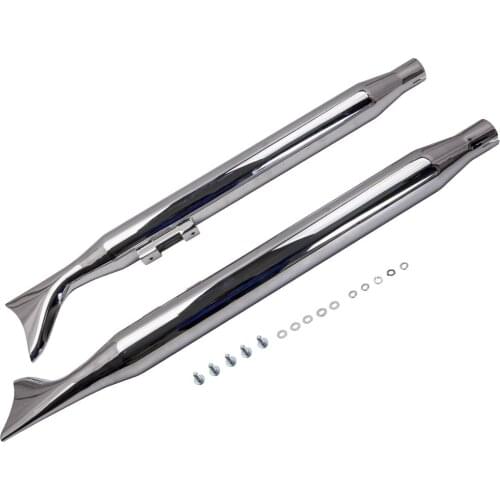 36" Silver Fishtail Exhaust Slip On Mufflers Pipes for Harley Touring Baggers 95-16