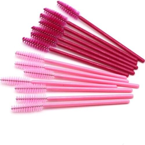 500pcs/Pack Disposable Makeup Tool Eyelash Brush Plastic Micro Wand Eye Lash Brush Rose /Pink/ Color Eyelashes Brushes