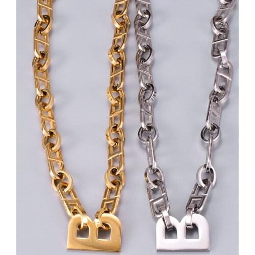 Amaiyllis Steampunk Letter B Initial Necklaces Chunky Chain Necklaces For Women Statement temperament Choker Collar 2020 Jewelry