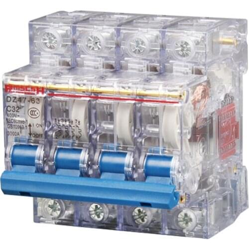 Antiflaming Transparency DZ47 10A 16A 20A 25A 32A 40A 50A 63A C45 House MCB with Indication Mini Circuit Breaker 1p 2p 3p 4p