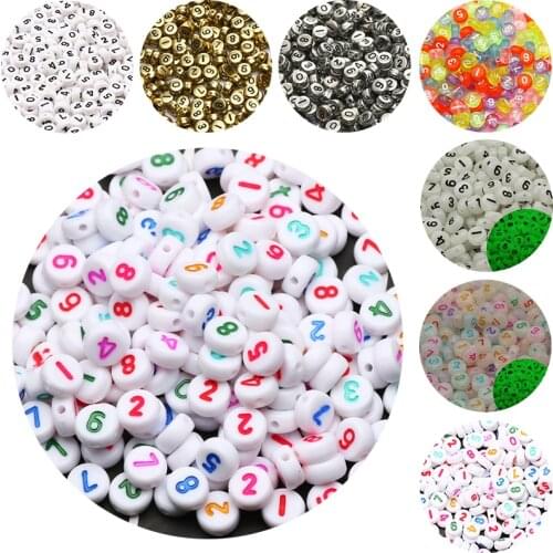 Fashion Various Colors Number Mixed Digital Acrylic Beads Round Loose Beads For Jewelry Making Diy Earrings Bracelet Accessories