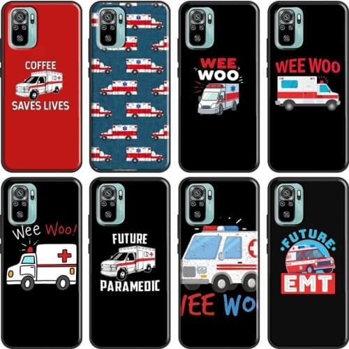 EMT EMS Ambulance Case For Xiaomi Redmi Note 10 Pro 8 7 K40 8T 9S 9C 9A 8A 7A 9T Note 9 8 Pro Phone Cover