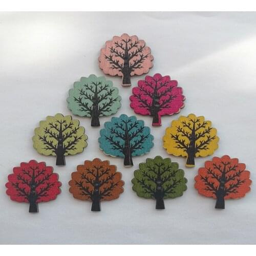 50pc color tree decorative button 2 holes DIY handicraft sewing decorative button retro Log button accessories button 32mm*25mm