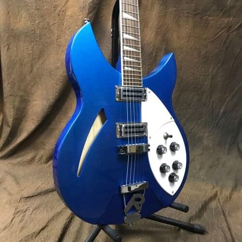 Hot Sale Rickenback 330 Version Electric Guitar Blue Guitarra Chrome Hardware Free Shipping Semi Hollow Model