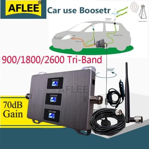 Car Use !! Cellular Amplifier 4g 900 1800 2600 GSM DCS LTE Tri-Band Cellular signal Repeater GSM 2G 3G 4G Mobile Signal Booster