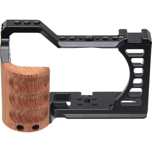Camera Cage with Wooden Aluminum Alloy DSLR Camera Protective Cage Kit for Sony A7C
