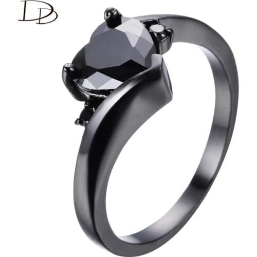 DODO Fashion Vintage Jewelry Rings For Women Heart Shape Black Color AAA Zircon Party Ring Accessories Anillo Bijoux Dd1134