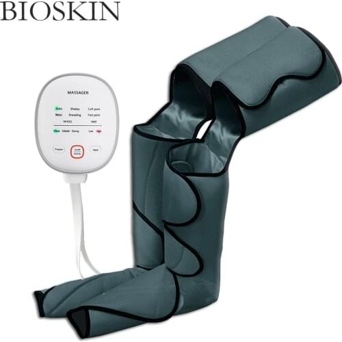 BIOSKIN Leg Air Compression Massager Heated for Foot and Calf Thigh Circulation with Handheld Controller 6 Modes 3 Intensities