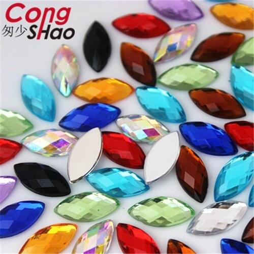Cong Shao 300pcs 7*15mm Colorful flatback Horse Eye stones and crystals Acrylic Rhinestones trim DIY Garment Decoration CS720