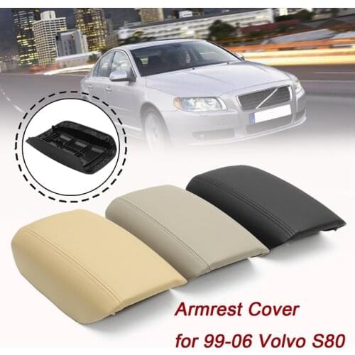 Car Armrest Cover Black Gray Beige Leather Center Console Lid For Volvo S80 1999-2006