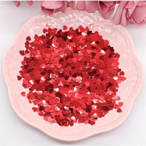 KSCRAFT 5mm Red Heart-Shaped Shape Sequins PVC Flat for DIY Card Making Craft Color Collection