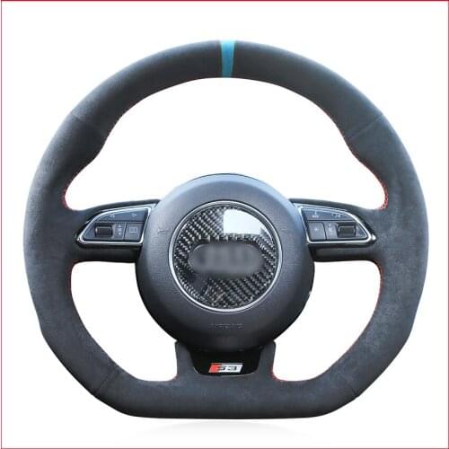 Mewant Black Suede Steering Wheel Cover for Audi S1 8X S3 8V Sportback S4 B8 Avant S5 8T S6 C7 S7 G8 RS Q3 8U SQ5 8R