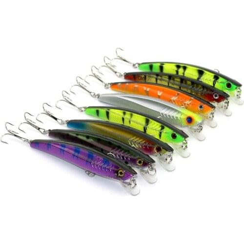 Minnow Lure 8Pc 9.3cm 10.4g Fishing Lure Hard Bait Paint Bass Artificial SwimBait Tackle Classic Style Hooks Fishing Wobbler