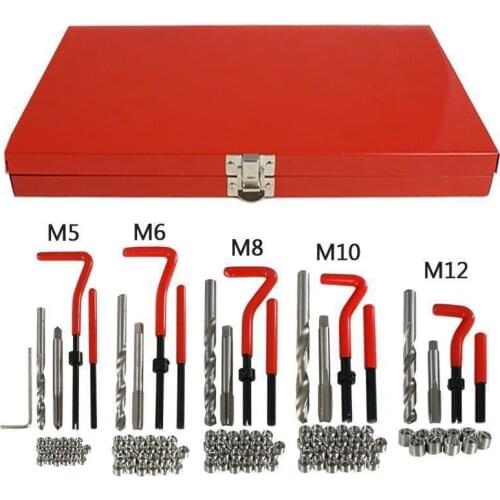 131Pcs Damaged Thread Repair Drill Tool Tap Die Kit Combination Remove Broken Screws Bolts M5/M6/M8/M10/M12 Wire Thread Inserts