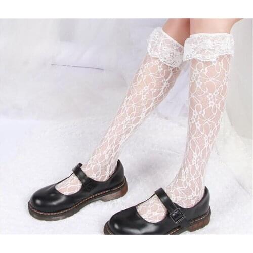 Japan Style Maid Lolita Socks Knee High Cosplay Costumes Accessories Nylon Lace Loose Socks Anime Cartoon Girl Gift B703