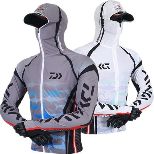 DAIWA New Arrival Men Fishing Clothing Outdoor Hooded Zipper Fishing Shirts Quick Dry Anti UV Fishing Jackets Dawa Clothes
