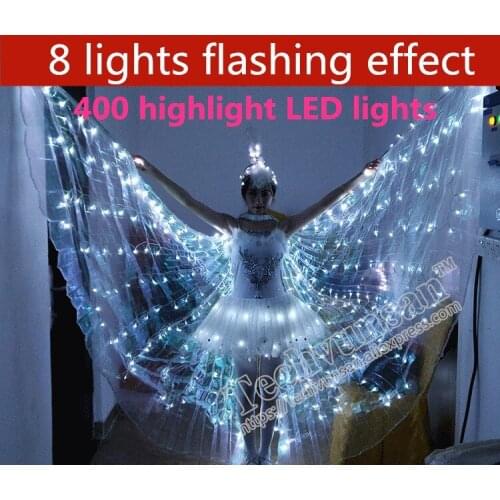 NEW LED luminous wings 8 lights flashing effect Butterfly angel Prop Luminescent Butterfly Dancers Wings Costumes