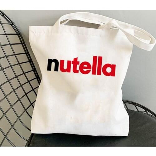 Nutella Kawaii Print Shoulder Bags Women Wallet Harajuku Graphic Womens Cartoon Canvas Bags Handbag Female Casual Shoppingbag