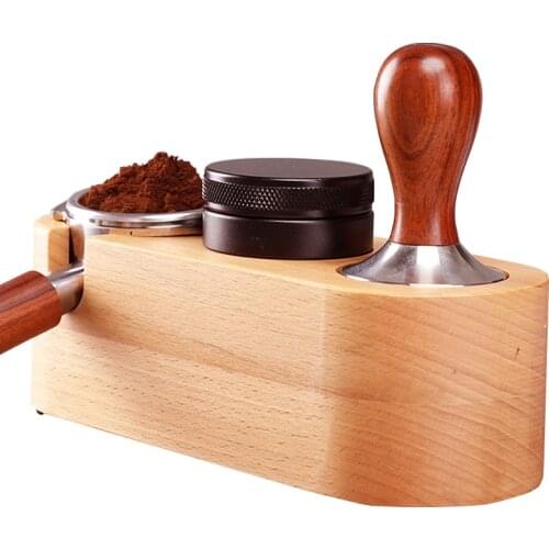 Wood Coffee Filter Tamper 51/58mm Holder Espresso Tampers Mat Stand Maker Support Base Rack Accessories
