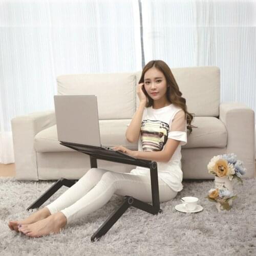 Portable Computer Mesa Para Notebook Stand Tray for Sofa Bed Black Foldable Adjustable Folding Table for Laptop Desk
