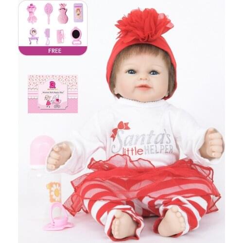 18"48CM Full Body Hair Toy Doll Bebe Reborn Soft Silicone Realistic Toys for Children Baby Kids Birthday Christmas Gift