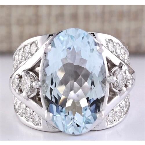 Luxury oval sky blue cubic zirconia ring for women Fashion hollow Big Rings For Women Men Party Jewelry Gifts Z3K027