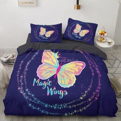 Pink Butterfly Bedding Set Animal Bed Linen Quilt Duvet Cover Sets Home Textile Decor Twin Single Queen King Size Fashion Gift