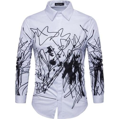 Autumn and Winter Long Sleeve Shirt White Casual Shirts for Men Fashion Loose Oversized Shirts Personality Streetwear Blouse