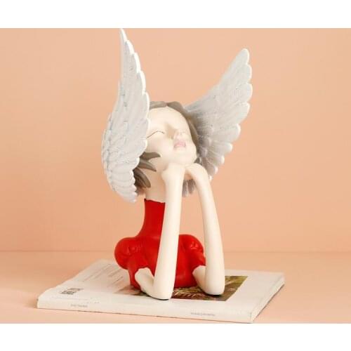 Nordic Angel Wings Girl Resin Sculpture Home Livingroom Desktop Figurines Crafts TV Cabinet Coffee Table Accessories Decoration