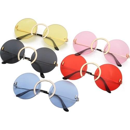 Elbru Round Frame Personality Sunglasses European and American Fashion Street Shot Metal Sunglasses Sunscreen and Shading UV400