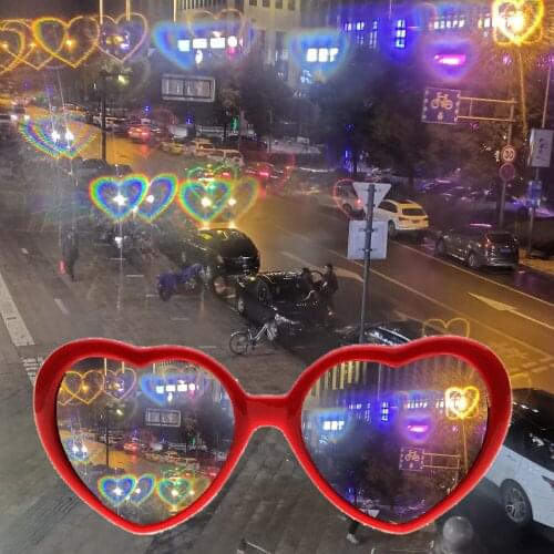 Love Heart Shaped Effects sun glasses women men 2021 retro Watch The Lights Change to Heart Shape At Night Diffraction Glasses